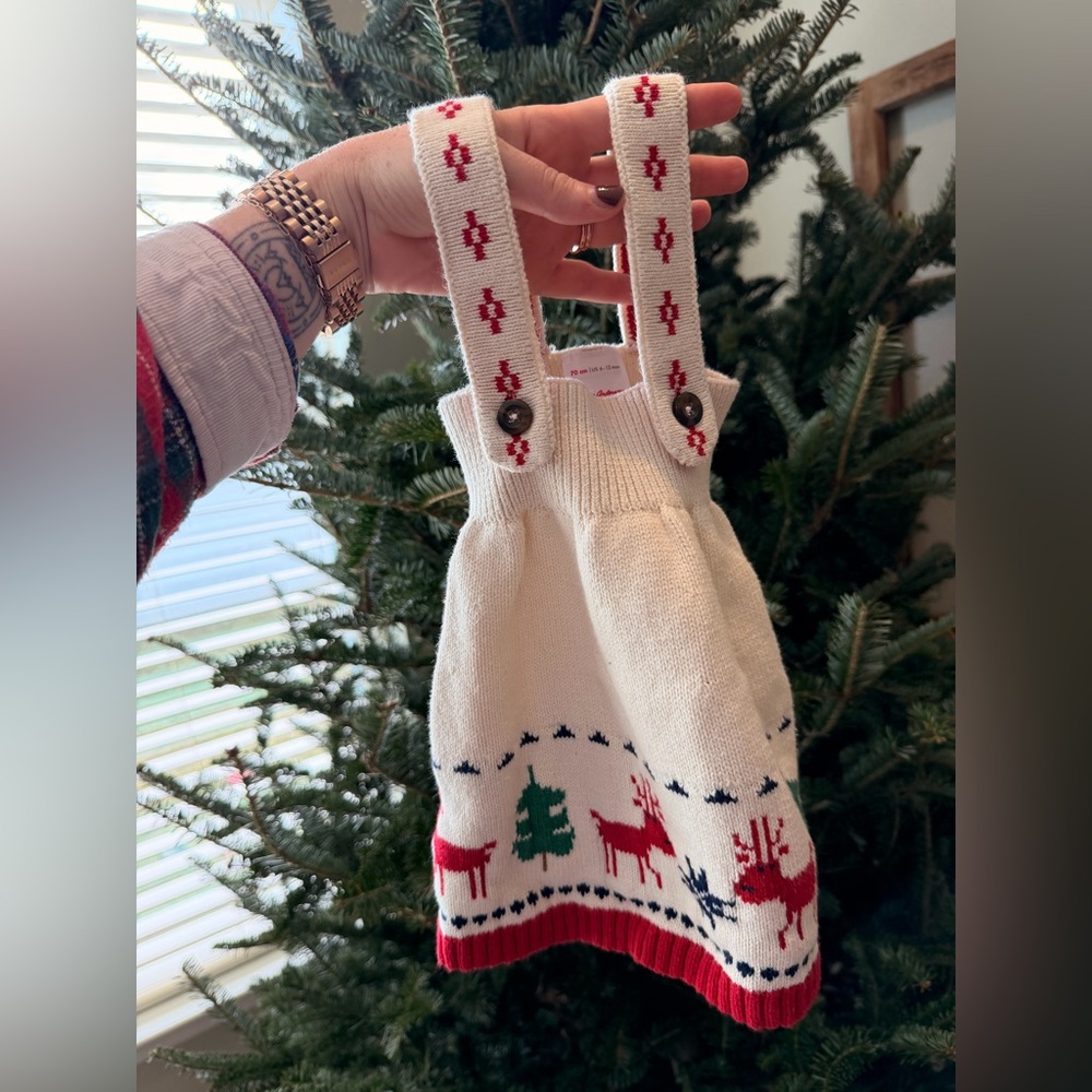 Hanna Andersson Cream Knit Christmas Dress